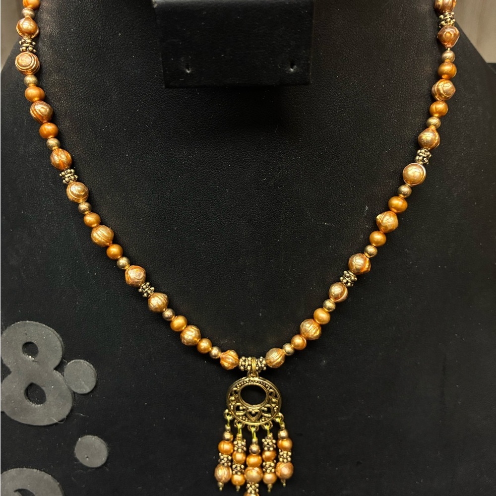 Elegant Gold pearl Beaded Necklace